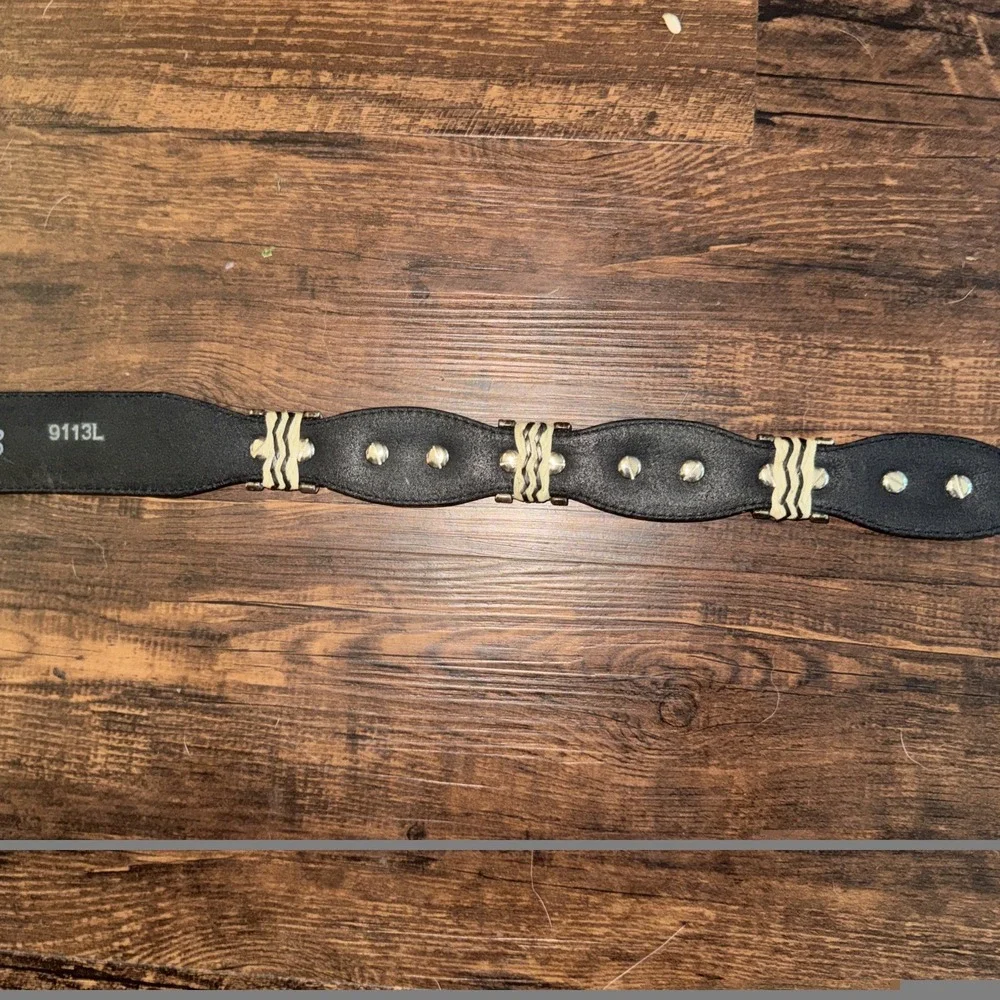 Tony Lama Belt Black Leather Cutting Champ Conchos Western Cowboy Men's 36 9113L